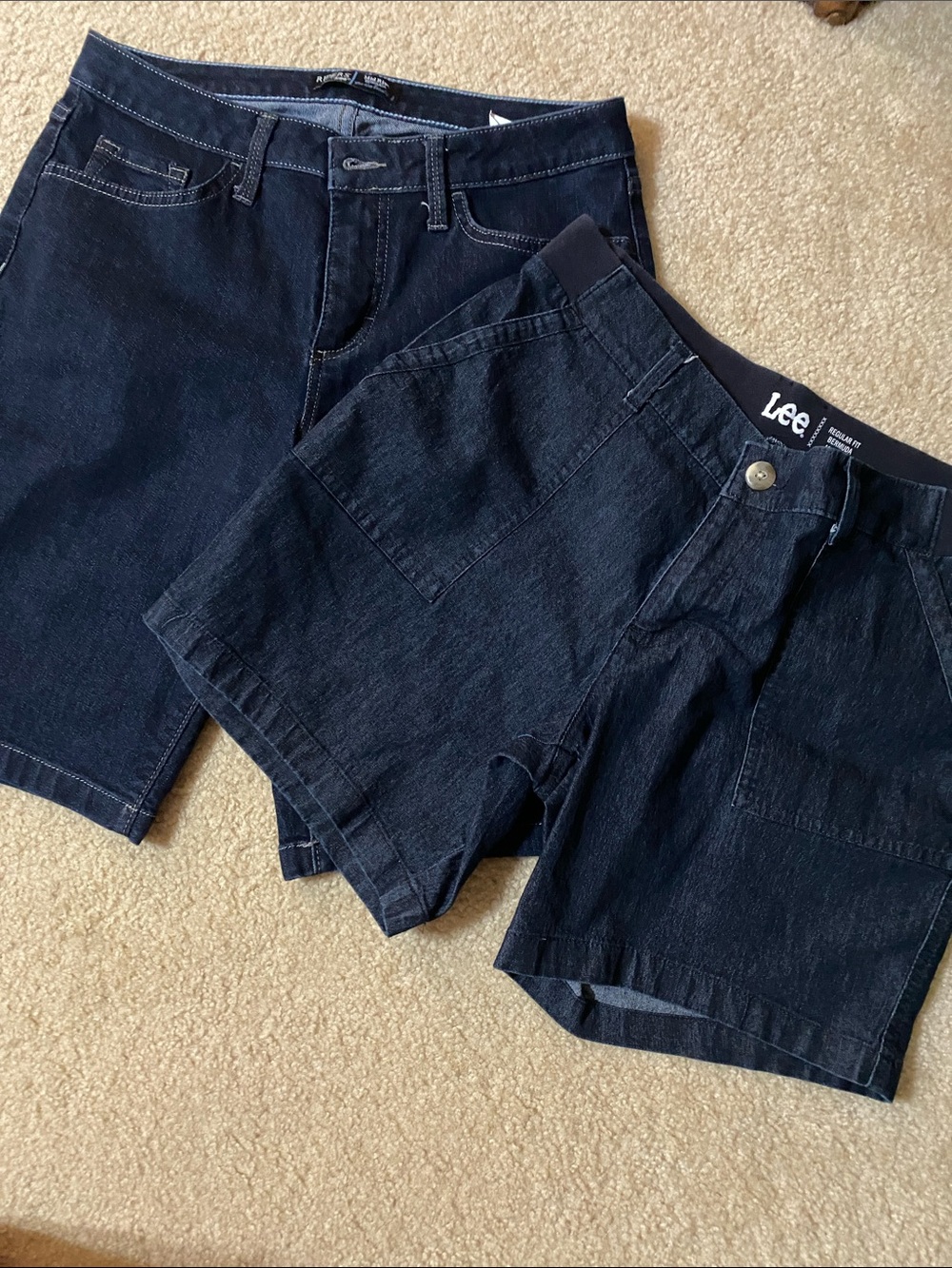 Lee Women's Dark Indigo Denim Shorts Duo - Deep Blue Jean Shorts